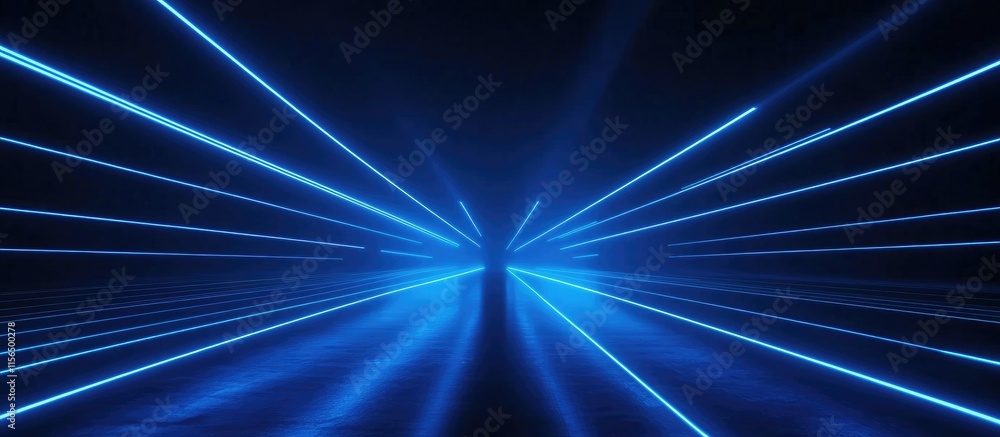 Aufkleber 3d illustration of vibrant blue light lines creating a laser effect on a dark background with ample 