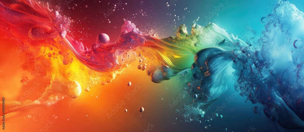 Poster vibrant 3d abstract background with colorful waves and space for text or graphics