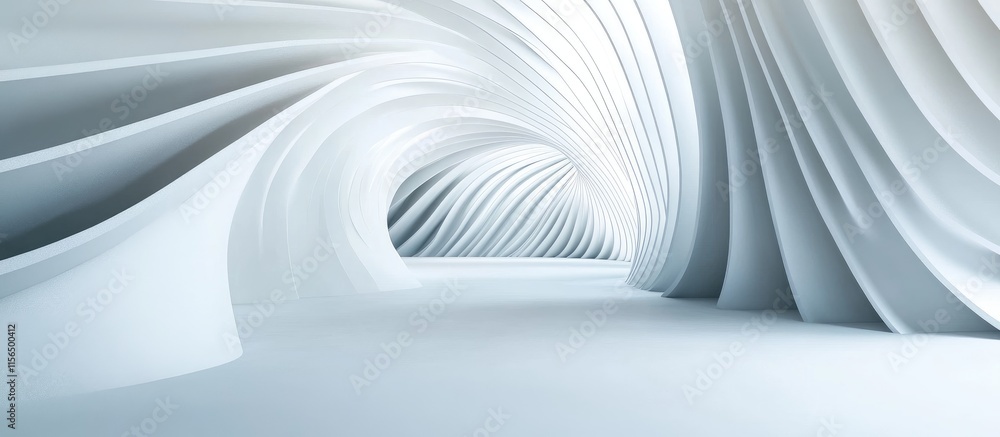 Poster 3d abstract maze with curved walls and text space modern architectural design concept