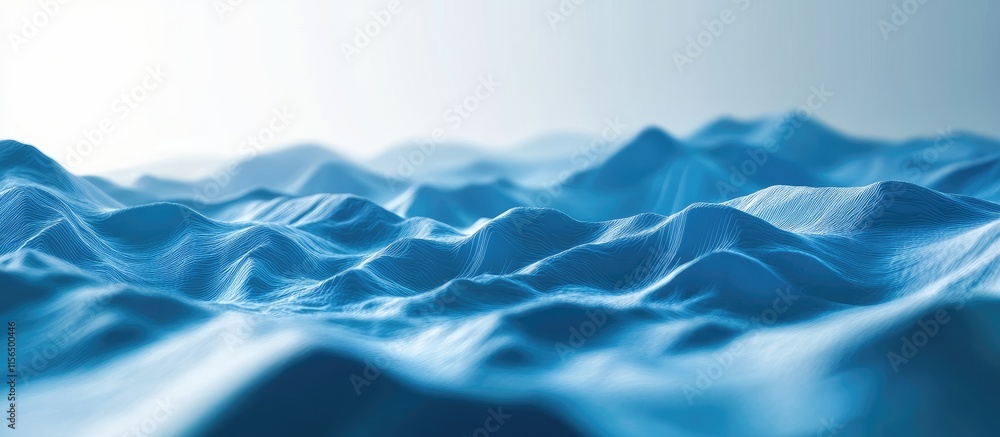 Poster 3d oceanic landscape with computerized topographical features and blank space for text overlay