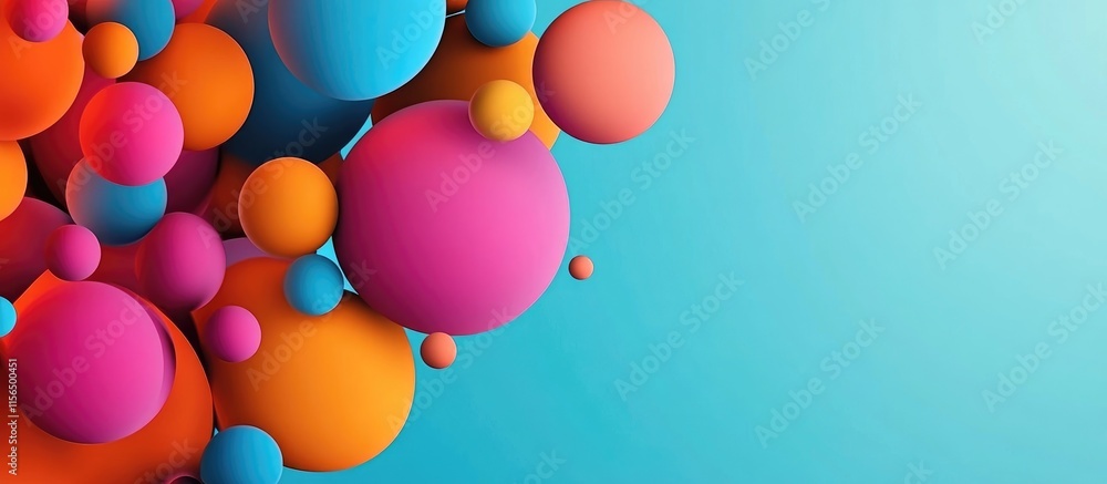 Poster 3d infographic with colorful bubbles and blank space for text on gradient background