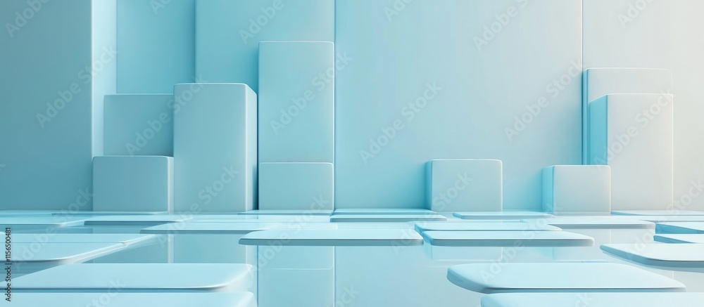 Poster 3d abstract technology network illustration with empty space for text and modern geometric shapes in