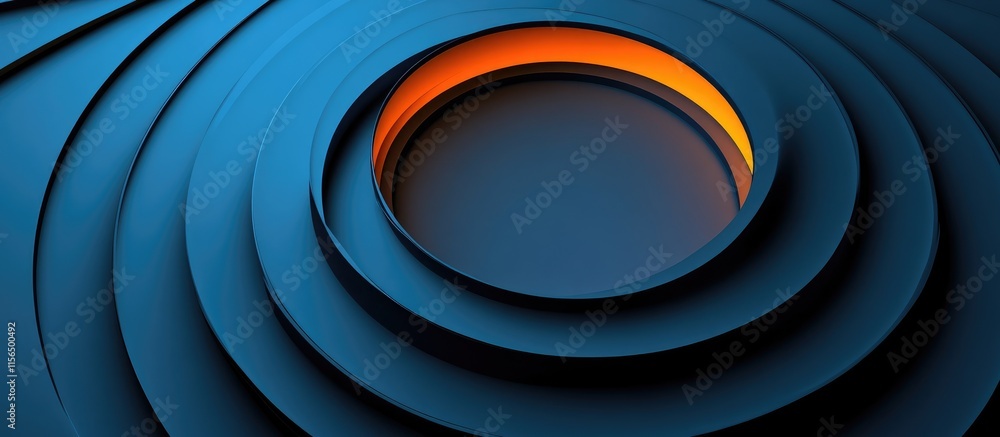 Poster 3d abstract circular background with depth and copyspace for web banners or graphic design projects