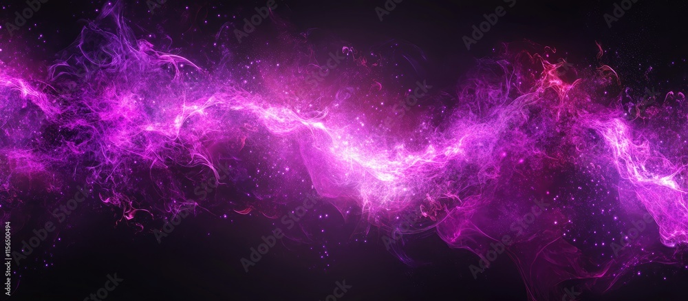 Poster vibrant purple neon abstract design with dynamic elements and ample blank space for customizable tex