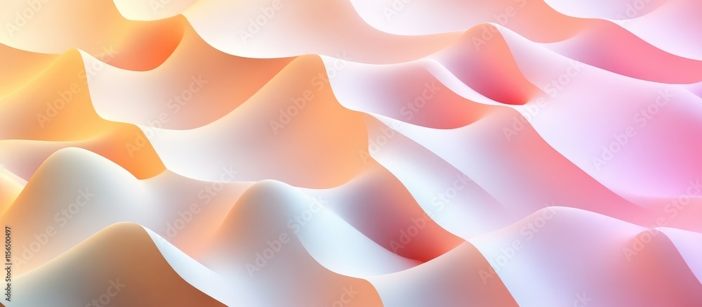 Poster abstract 3d illustration of waves with soft gradient colors and space for text in top left corner su