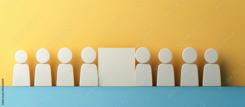 Aufkleber 3d illustrations of minimalist figures with copyspace for text on colorful background