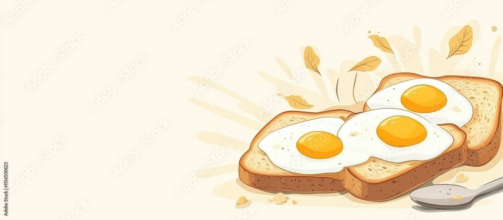 Poster scrambled eggs on toast with a light background and space for text ideal for breakfast promotions or