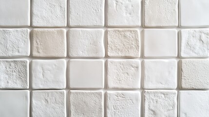 White and Off White Textured Square Tiles Wall