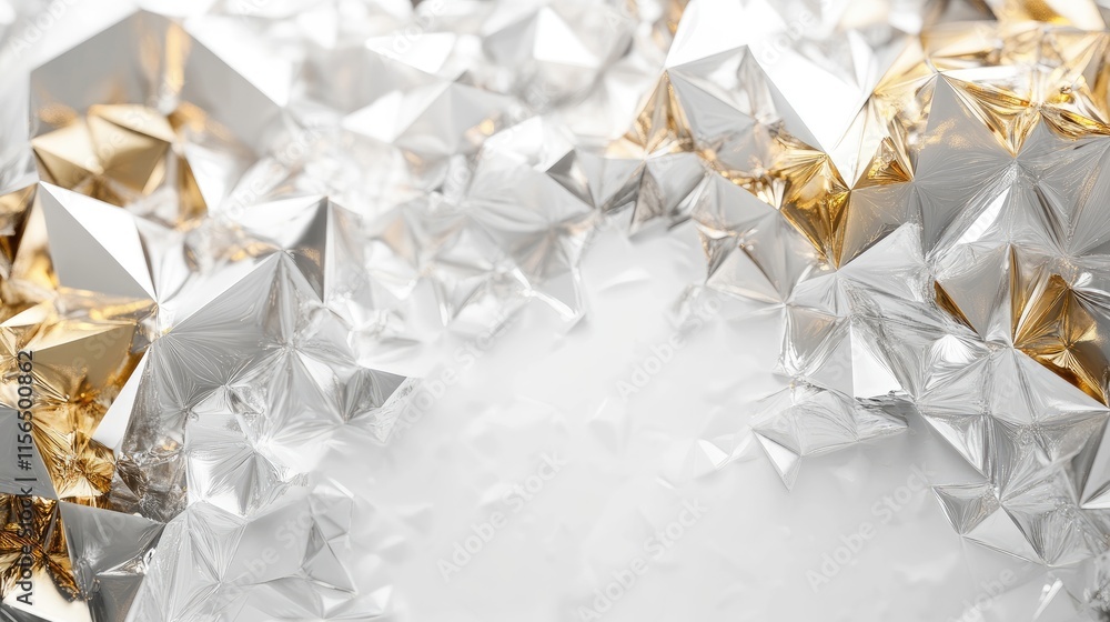 Poster crystallized silver and gold abstract background with open space for text or graphics design use