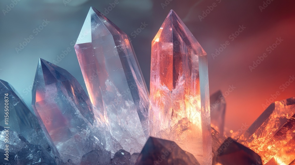 Poster harmonious blend of vibrant crystals and energy with ample copy space for text in a visually strikin