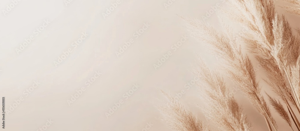 Poster elegant pampas grass background with blank paper for text creating a serene and stylish atmosphere p
