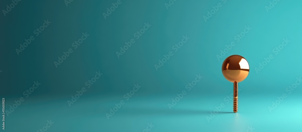 Poster copper pin sign on studio backdrop with shine and flat design ideal for advertising and showcasing e