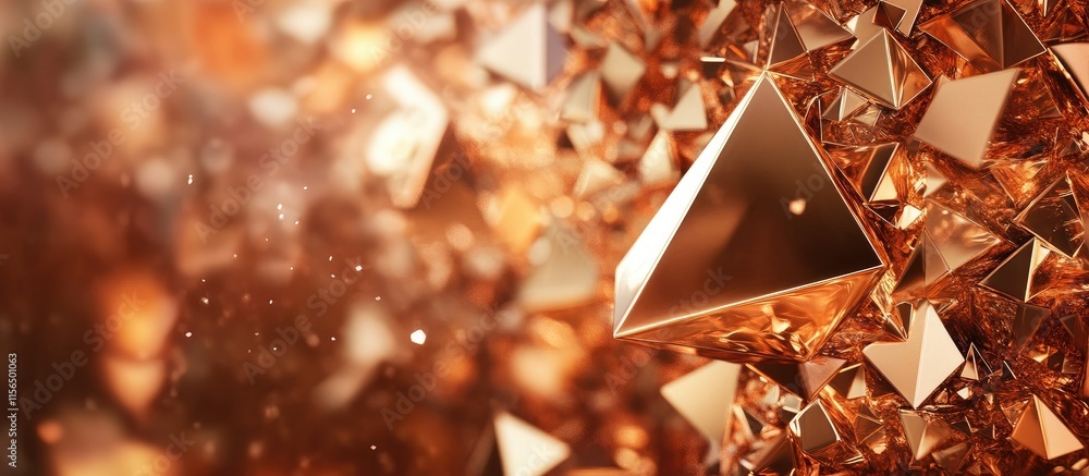 Poster copper metallic abstract triangle background with space for custom text or branding elements