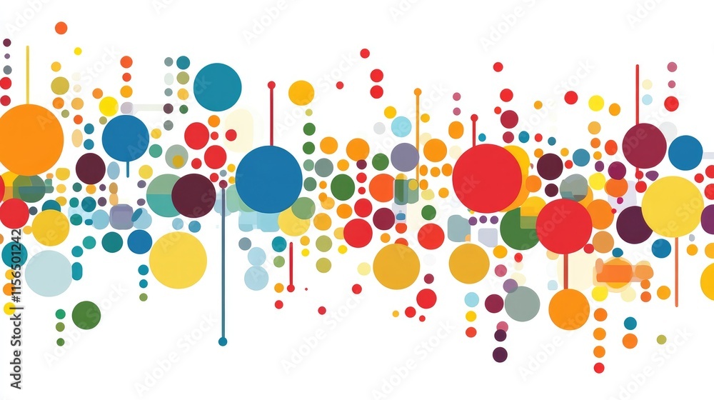 Poster colorful abstract design with circles and dots creating a vibrant backdrop suitable for text placeme