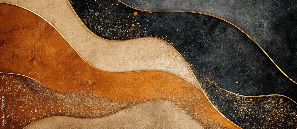 Poster organic brown and golden earthy tones flowing gracefully creating an opulent background with ample t