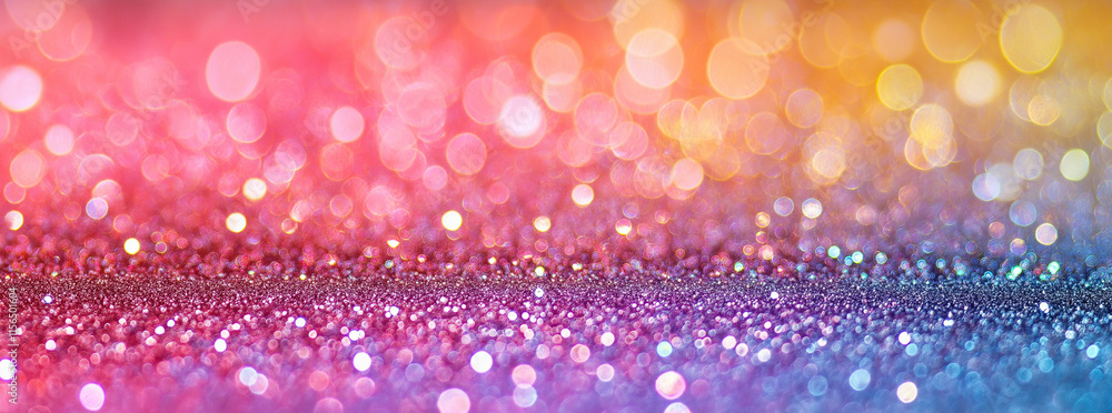 Aufkleber pastel rainbow glitter background featuring a soft bokeh effect, creating an enchanting and dreamy a