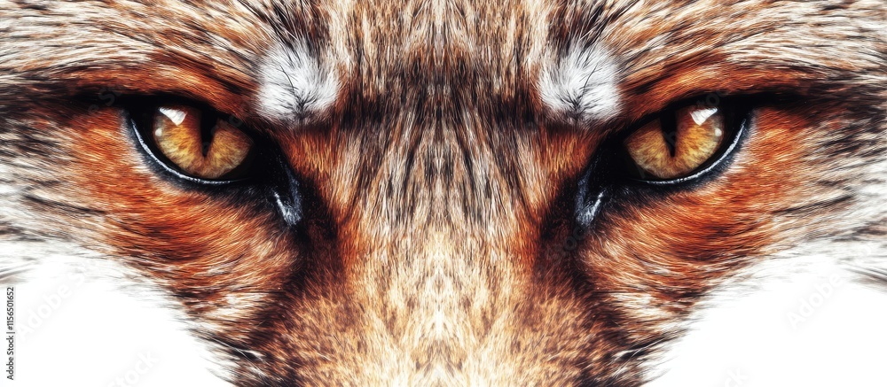 Poster close up of a red fox's striking eyes featuring vibrant colors and a blurred background for text ove