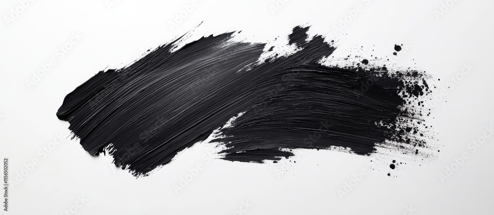 Poster black paint brushstroke on a white canvas creating an artistic background with space for text or oth