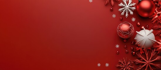 Festive 3D Illustration Background Featuring Holiday Ornaments and Snowflakes with Empty Space for Text Celebrating a Unique Season
