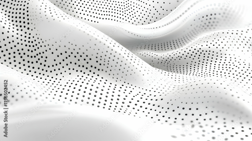 Poster abstract white fabric with dotted pattern, flowing gracefully and elegantly across the frame, showin