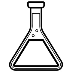 Chemistry Flask Line Art Vector Illustration