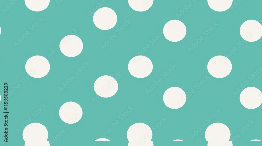 Poster a simple pattern featuring white polka dots on a teal background.