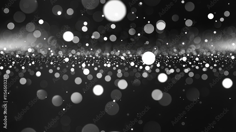 Aufkleber a blurred background of sparkling white and gray bokeh lights on a dark backdrop.