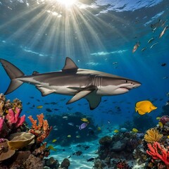 Deep Dive: Dumd Gulpur Shark Exploring a Lush Coral Ecosystem