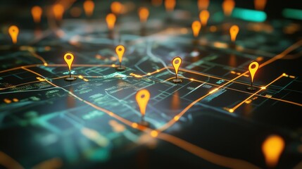 Map with Pins Close Up