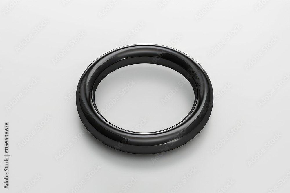 Poster a sleek black ring with a smooth surface, emphasizing simplicity and elegance. isolated on white bac