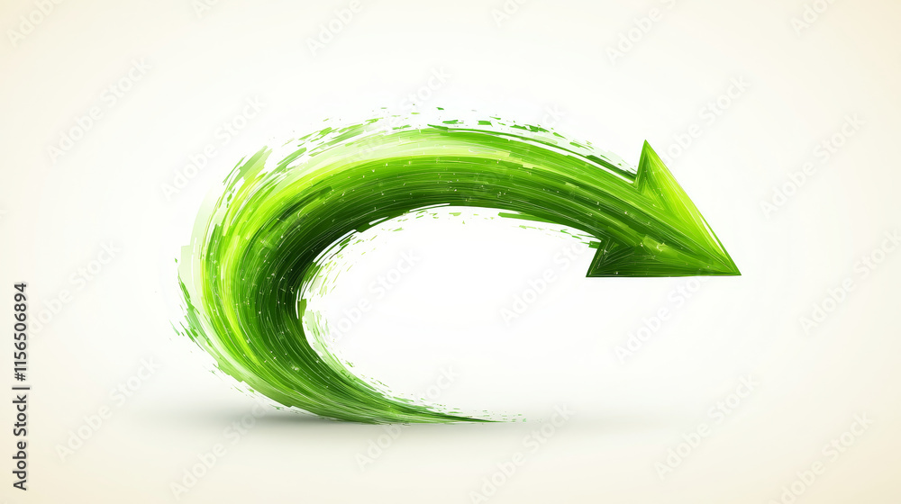 Poster abstract green curved arrow design with dynamic motion effect