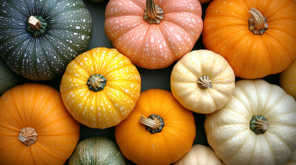 Autumn Harvest, Colorful Pumpkins Ready for Fall Festivities