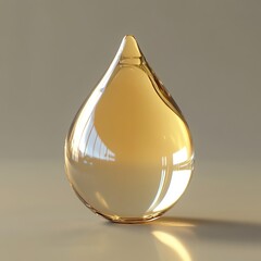 Fototapeta premium Amber liquid drop, glass, reflection, studio.