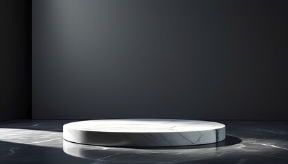 Elegant Marble Podium Against a Dark Background for Product Display