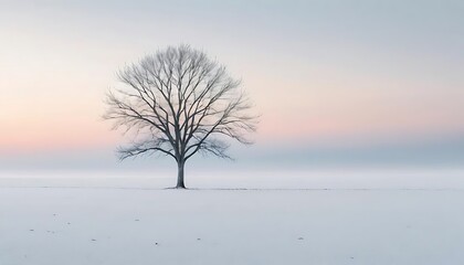 Fototapeta premium minimalist winter scene with an endless snowy field