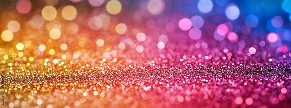 Poster pastel rainbow glitter background featuring a soft bokeh effect, creating an enchanting and dreamy a