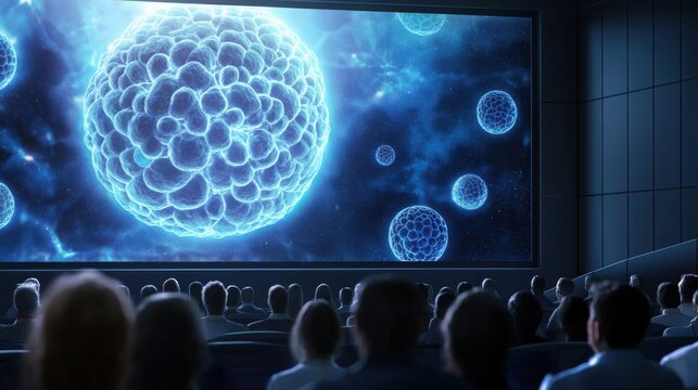 A conference room with scientists debating ethical issues in biotechnology - Powered by Adobe