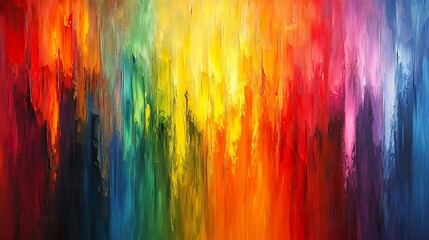Abstract Colorful Vertical Brushstrokes Oil Painting