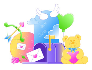 Valentine's Day mailbox and a teddy bear