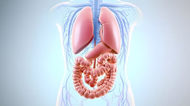 Magen-Darm Schmerzen - anatomische 3D-Illustration