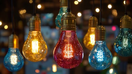 Colorful Vintage Edison Bulbs Hanging Decor
