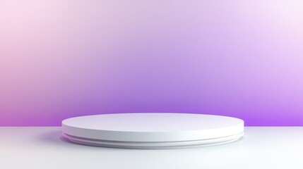Gradient empty podium transitioning from lilac to soft white 