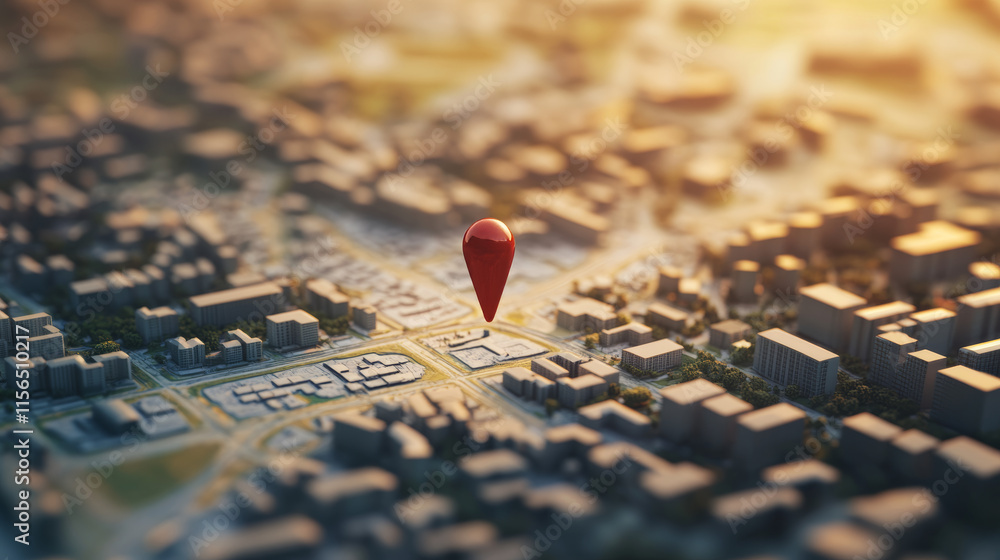 Poster vector map pin pointer. 3d city.