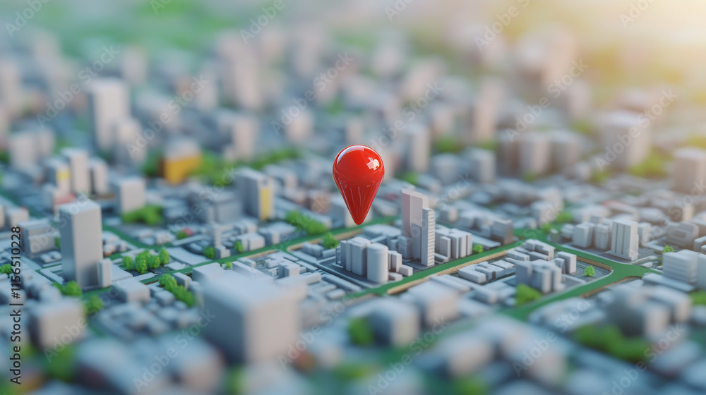 Poster vector map pin pointer. 3d city.