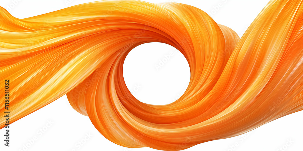 Poster abstract orange swirls, dynamic energy forms a vibrant circular design, representing motion and flow