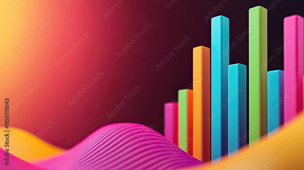Poster financial data idea. colorful abstract bars with vibrant waves, perfect for visual data representati