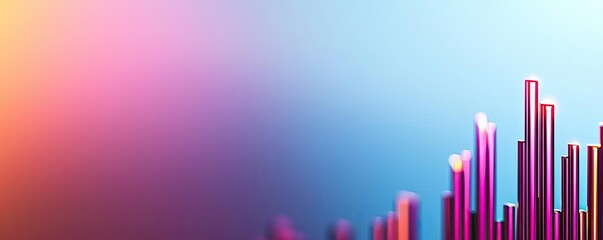 Obraz premium Financial data idea. Vibrant digital background featuring abstract bars in colorful gradient tones.