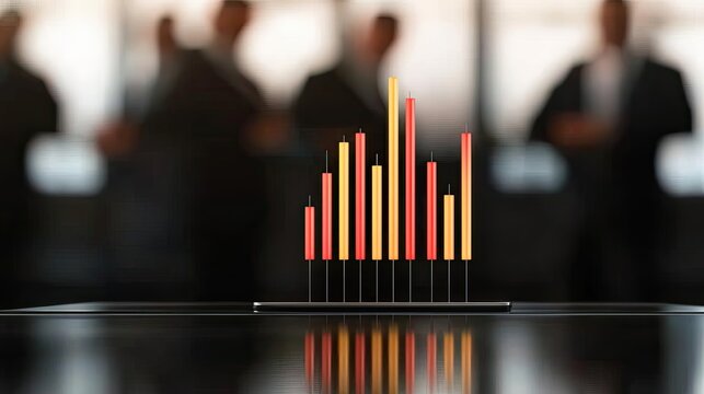 Financial data idea. Graphical representation of business growth trends and analytics in a corporate environment.