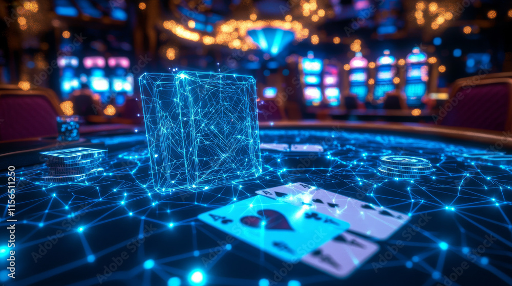 Aufkleber hologram playing cards. the casino consists of polygons, triangles of points and lines. playing card