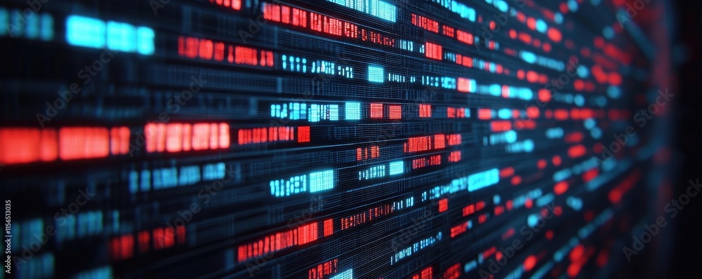 Poster financial data idea. abstract digital background showcasing vibrant data streams in red and blue col